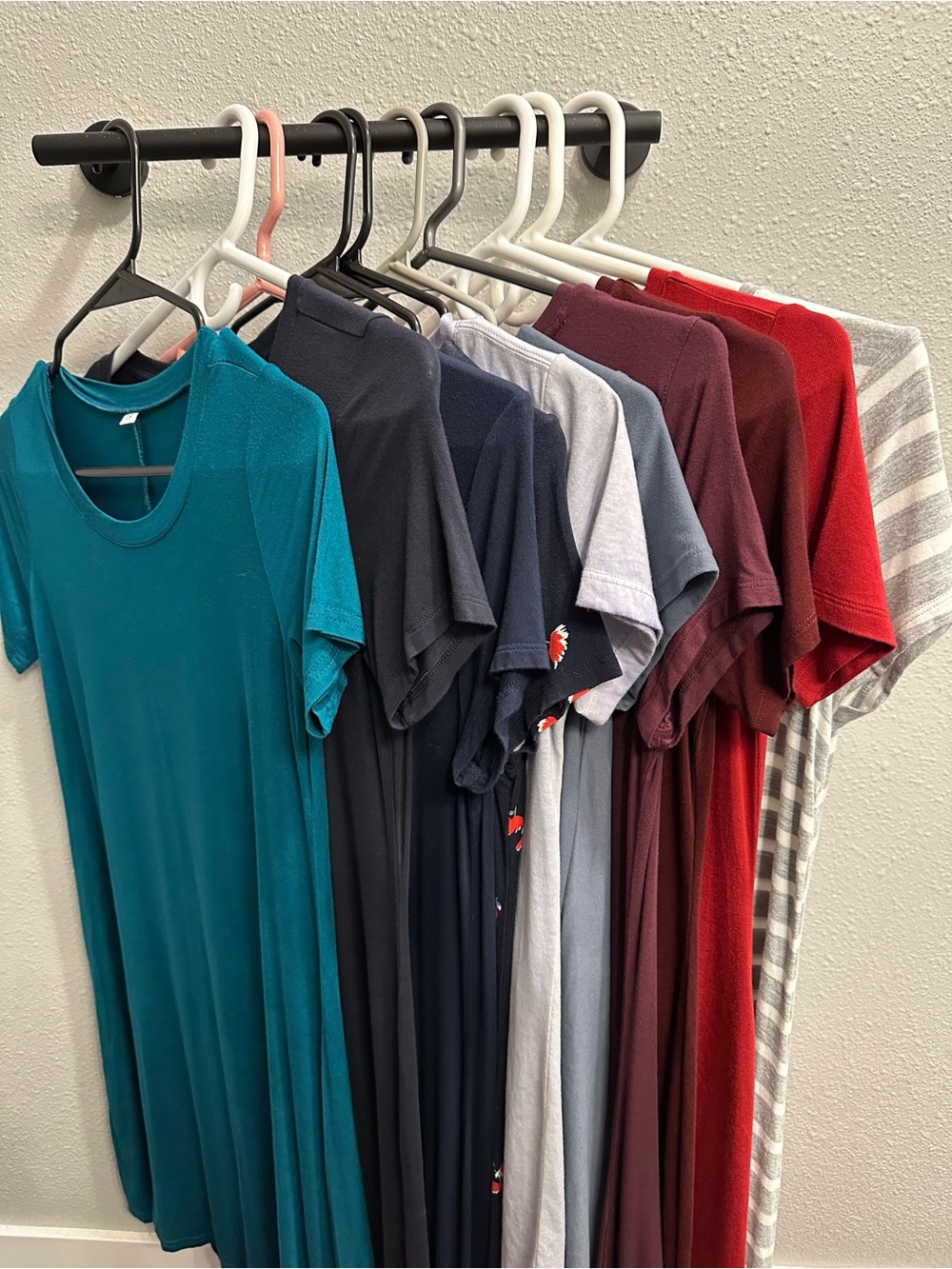 Lot of 10 T Shirt Dresses Blue Red Grey Teal Some New XS and Small